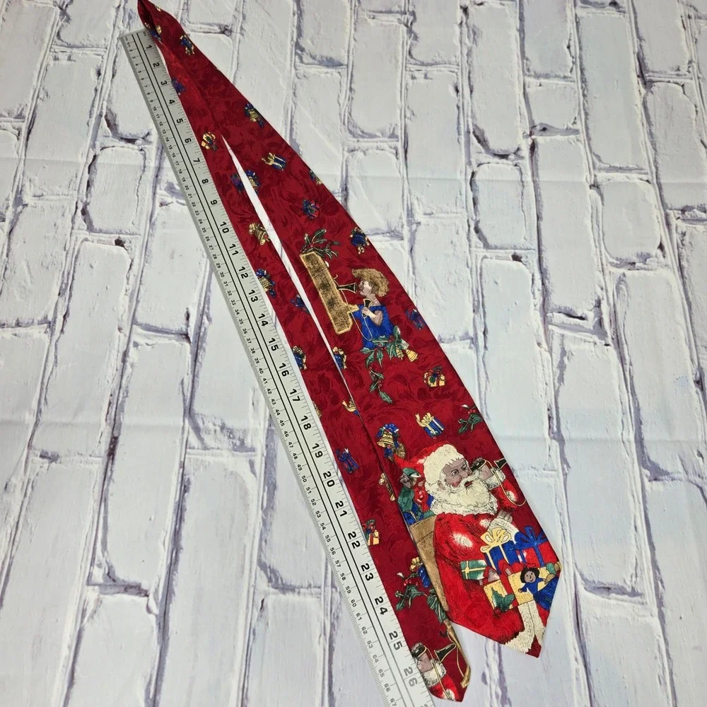 Croft & Barrow Red Santa‎ Claus Christmas Holiday Silk Blend Necktie Mens
